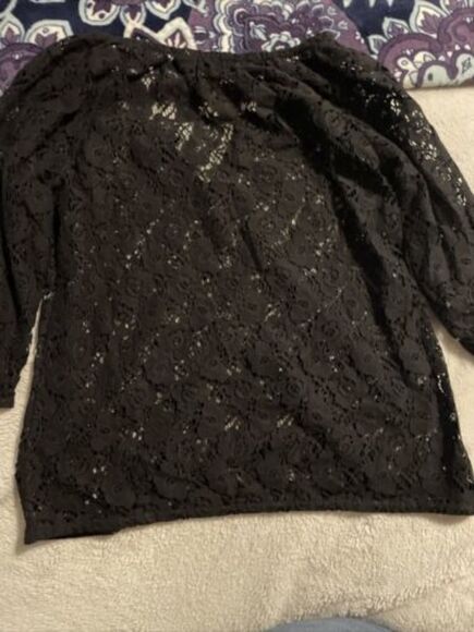 Tommy Bahama Black Crochet Long Sleeve Lace Top Small Coquette Whimsygoth Swim - Picture 2 of 5